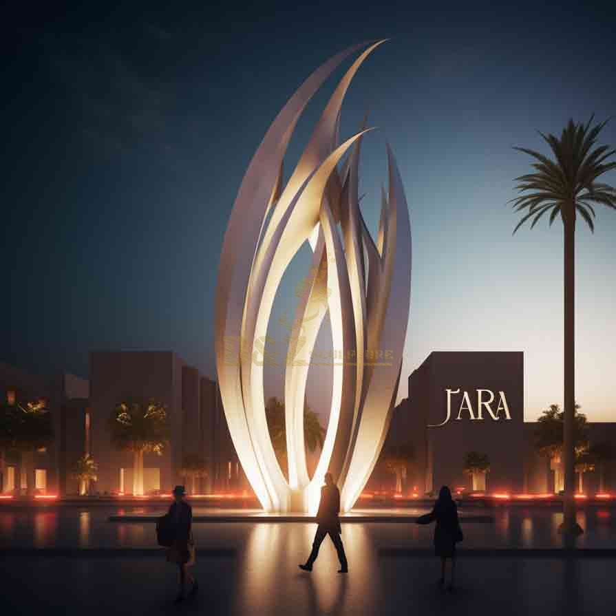Customized large flame metal sculpture city square creative landmark