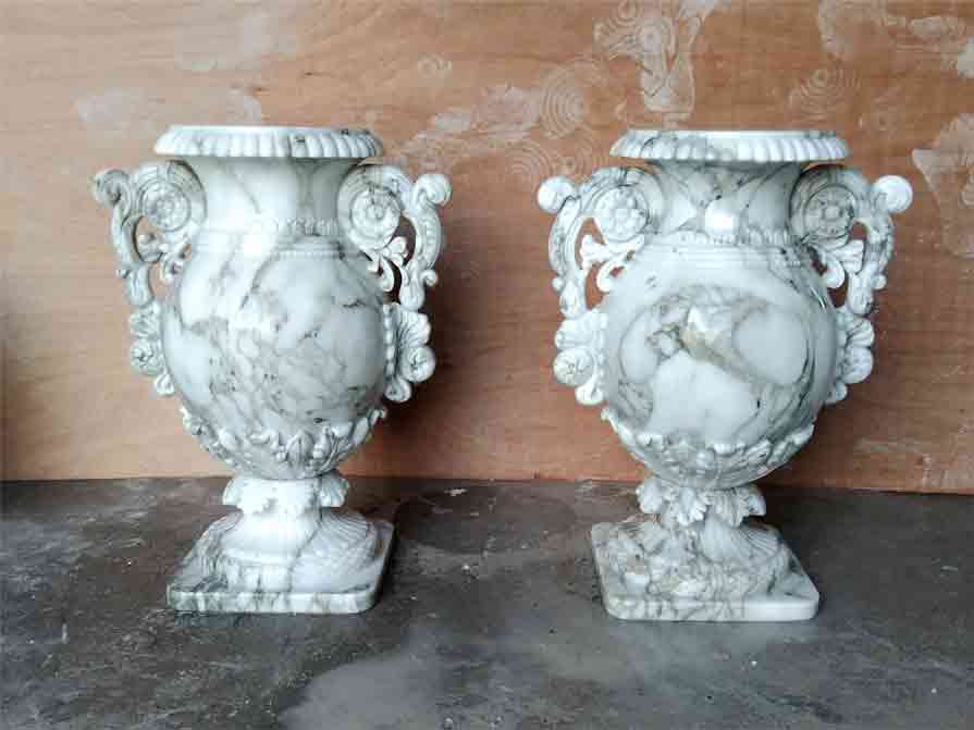 Natural texture large white stone vases for sale DZ-278