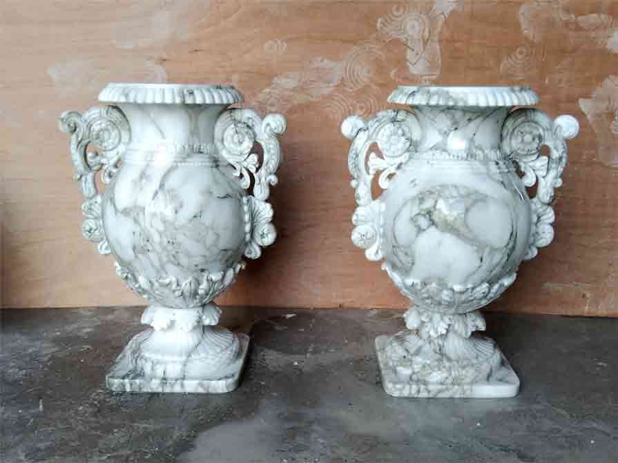 Natural texture large white stone vases for sale DZ-278