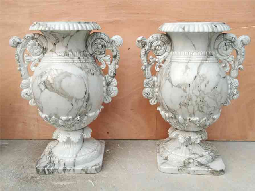 Natural texture large white stone vases for sale DZ-278