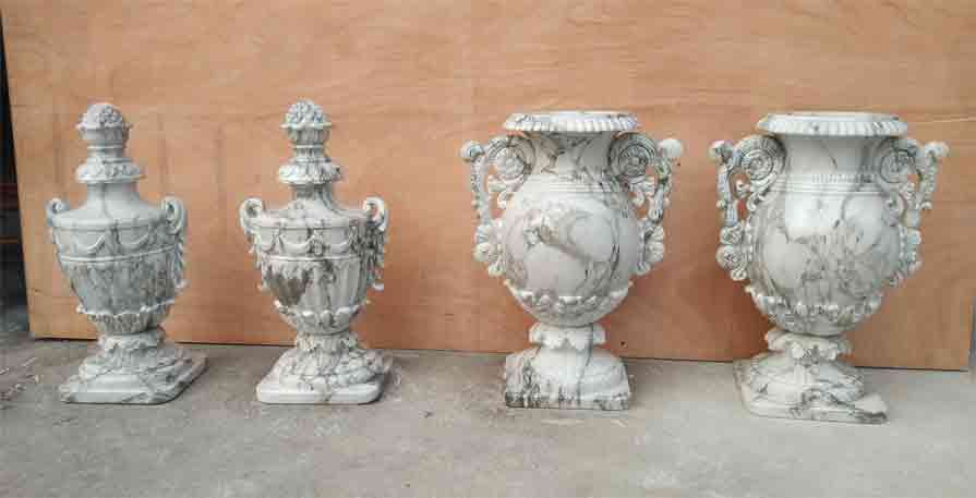 Natural texture large white stone vases for sale DZ-278