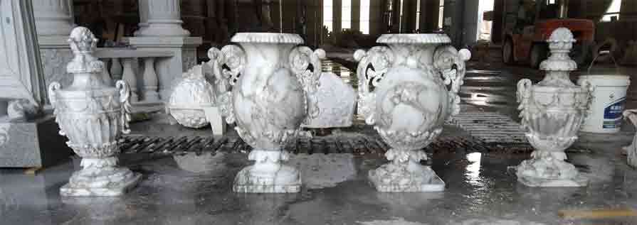 Natural texture large white stone vases for sale DZ-278