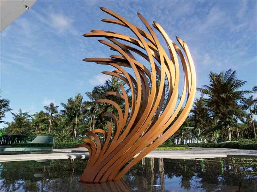 Large corten steel feather sculpture abstract metal sculpture DZ-281