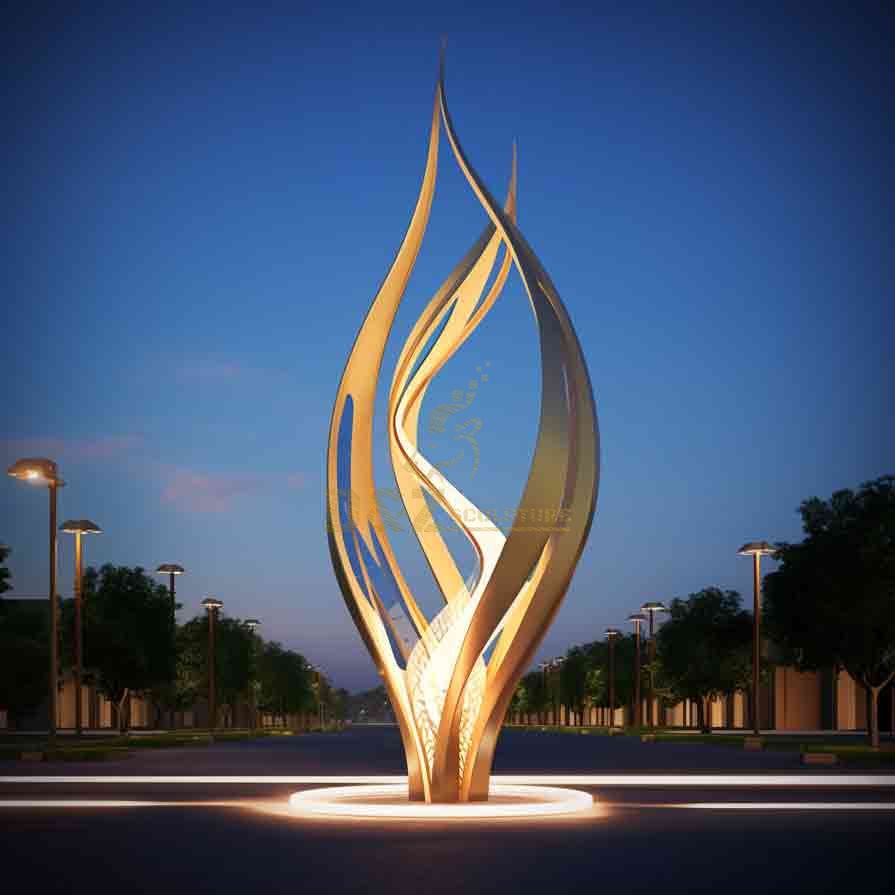 Custom abstract flame: large outdoor metal sculpture DZ-283