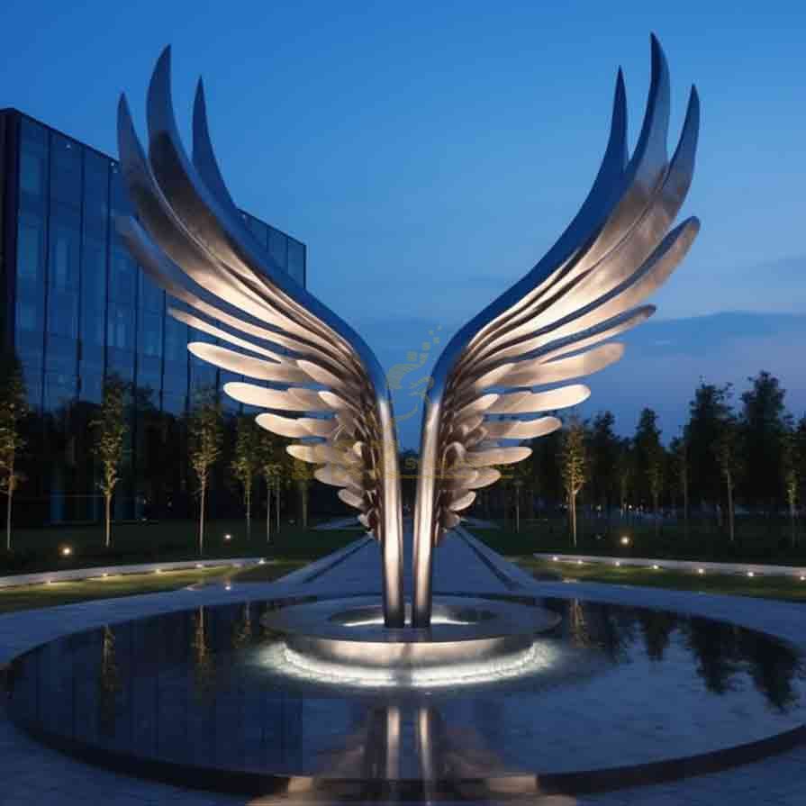 Large outdoor metal feather sculptures city square landscape decor DZ-284