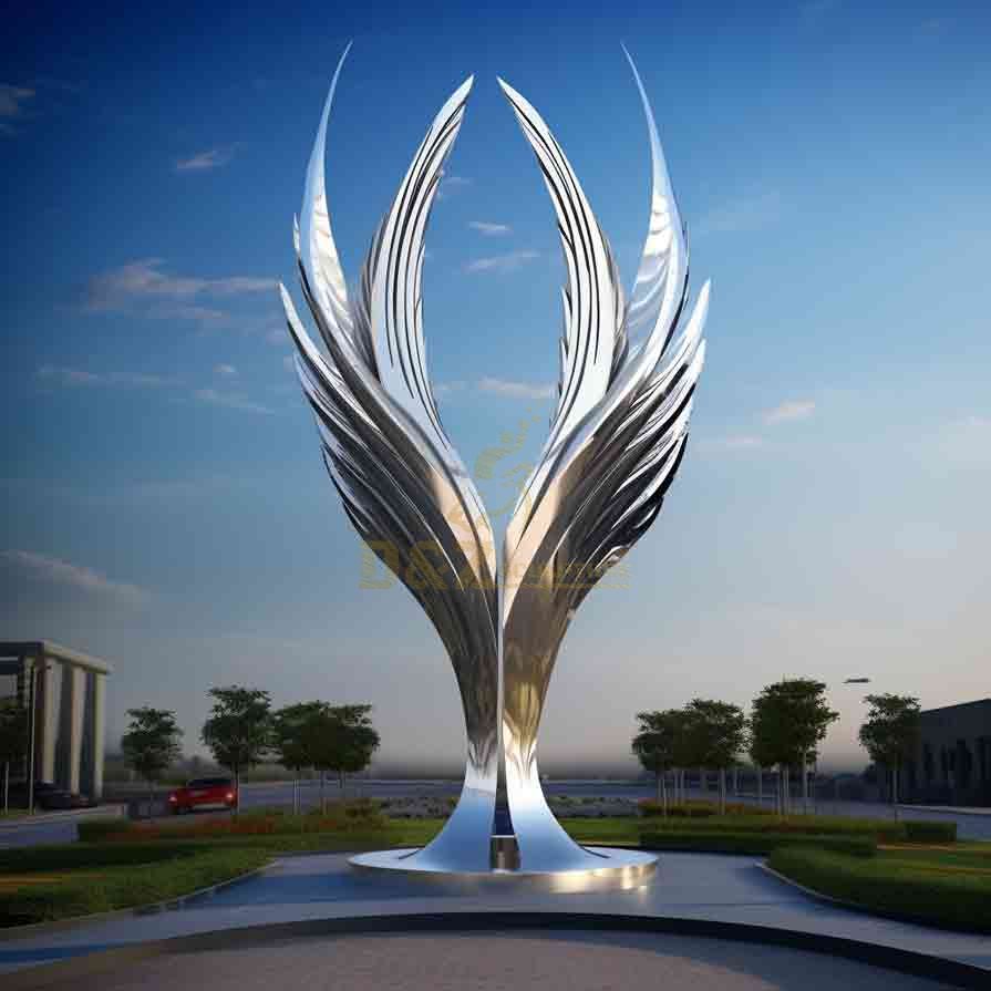 Large outdoor metal feather sculptures city square landscape decor DZ-284