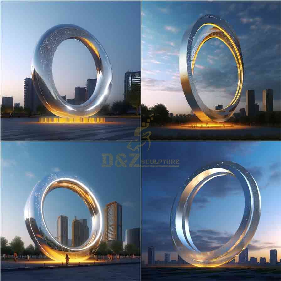 Outdoor large public metal circle sculpture light starry sky DZ-285