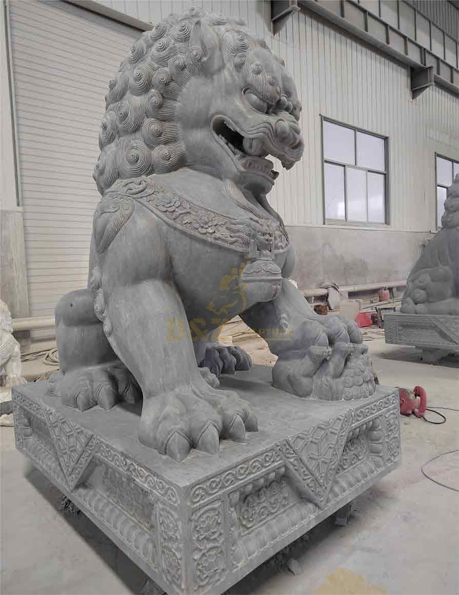 Female marble chinese lion dog sculpture,Marble Chinese lion dog statue guarding home for sale DZ-298