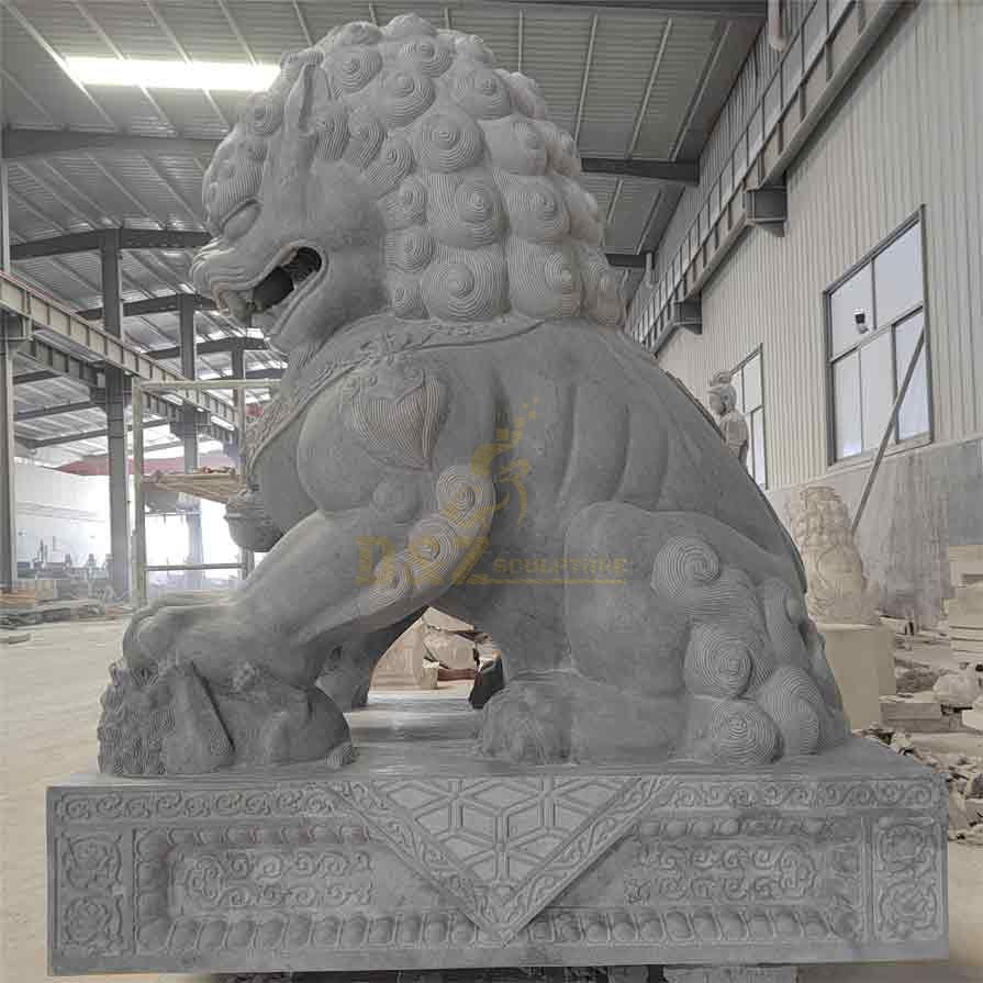 Female marble chinese lion dog sculpture,Marble Chinese lion dog statue guarding home for sale DZ-298