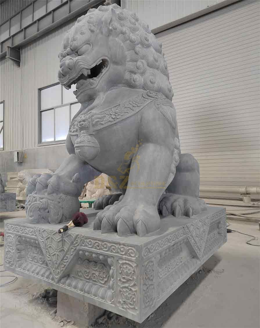 Male marble chinese lion dog sculpture,Marble Chinese lion dog statue guarding home for sale DZ-298