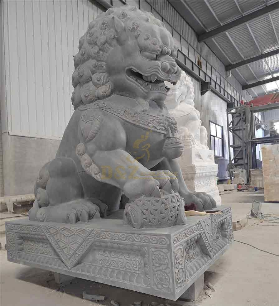 Male marble chinese lion dog sculpture,Marble Chinese lion dog statue guarding home for sale DZ-298
