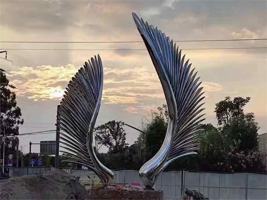 Large metal angel wings sculpture for sale city public space decor DZ-301