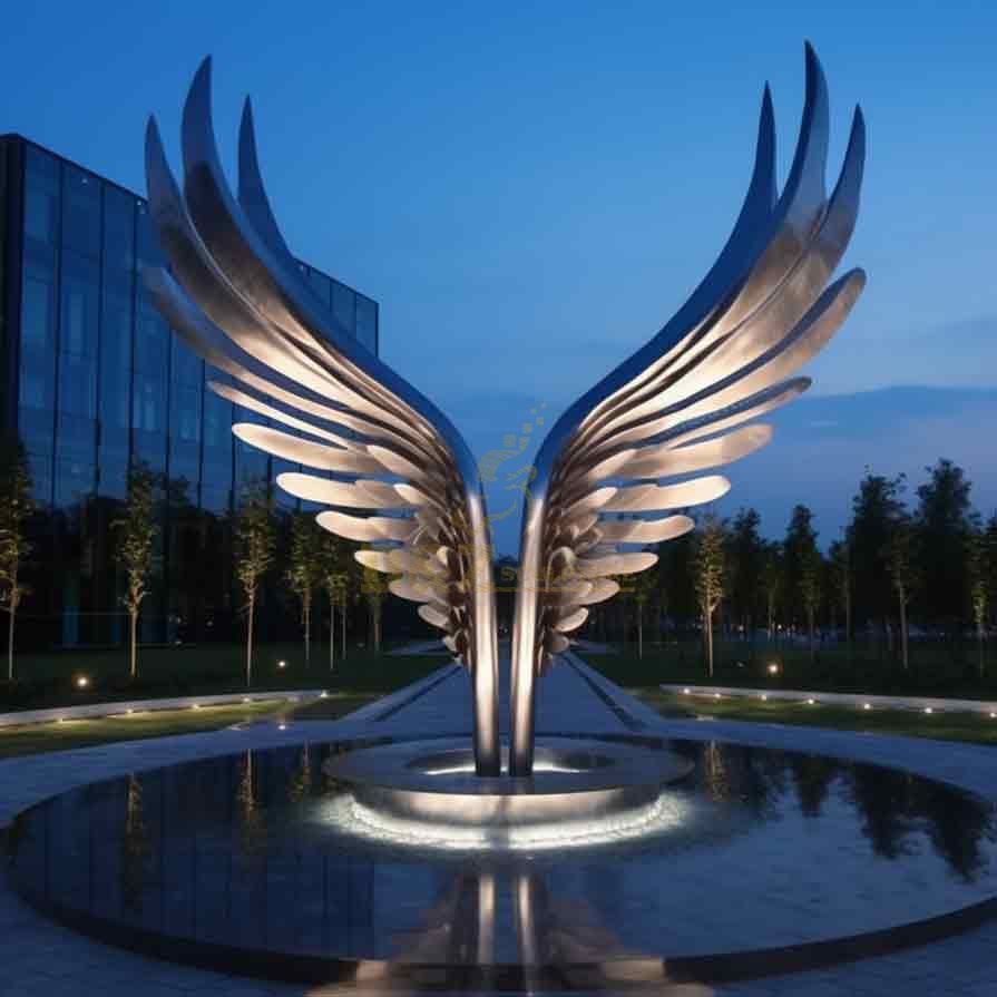 Large metal angel wings sculpture for sale city public space decor DZ-301