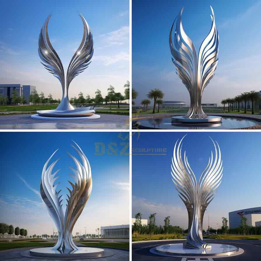 Large metal angel wings sculpture for sale city public space decor DZ-301