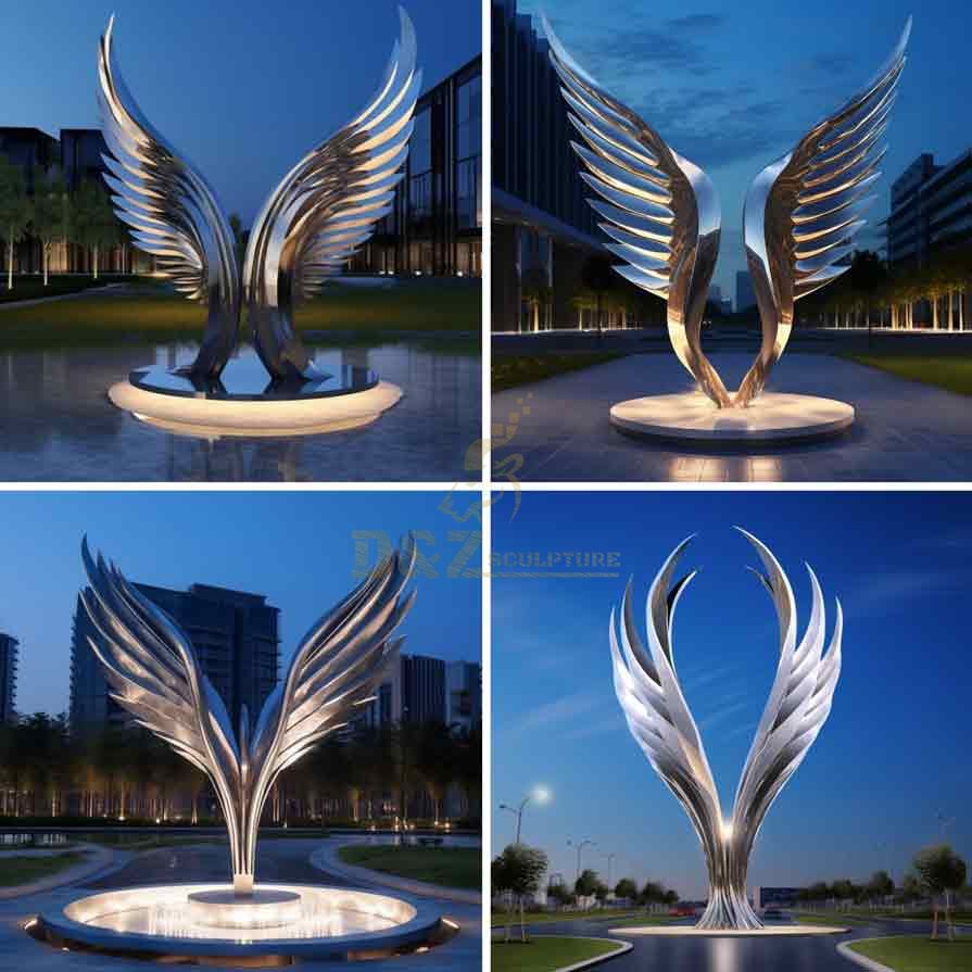 Large metal angel wings sculpture for sale city public space decor DZ-301