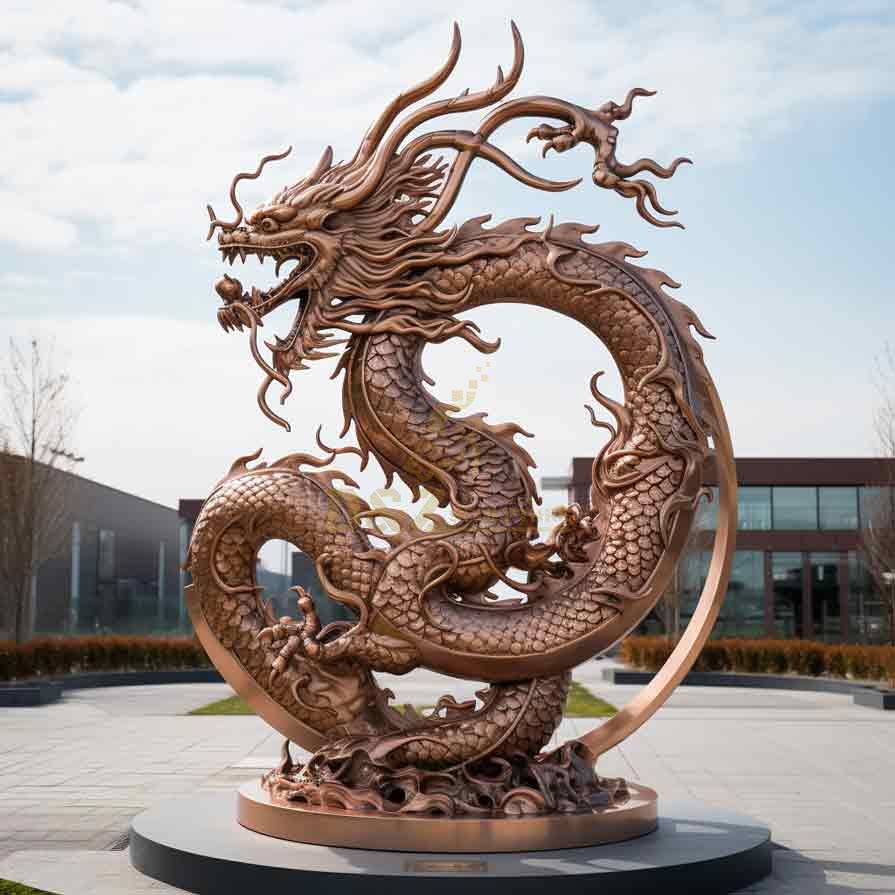 Large bronze chinese dragon statues for sale for outdoor space decor DZ-302