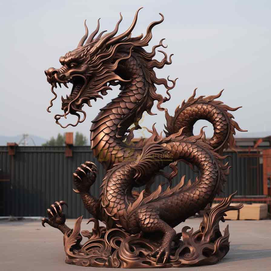 Large bronze chinese dragon statues for sale for outdoor space decor DZ-302