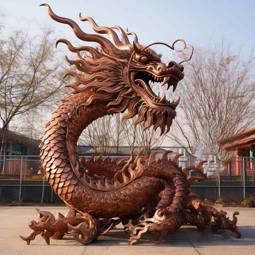 Large bronze chinese dragon statues for sale for outdoor space decor DZ-302