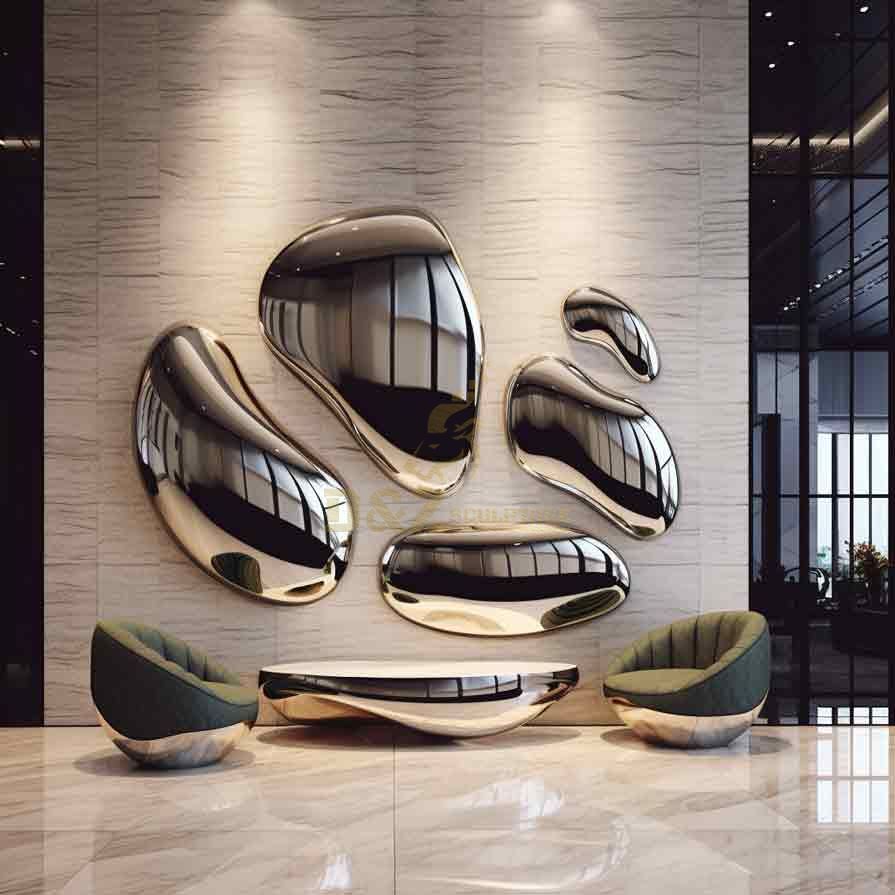 Modern metal wall art decor sculptures rock shape for interior decor DZ-303