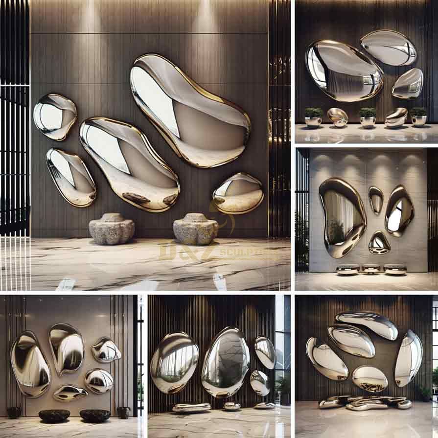 Modern metal wall art decor sculptures rock shape for interior decor DZ-303