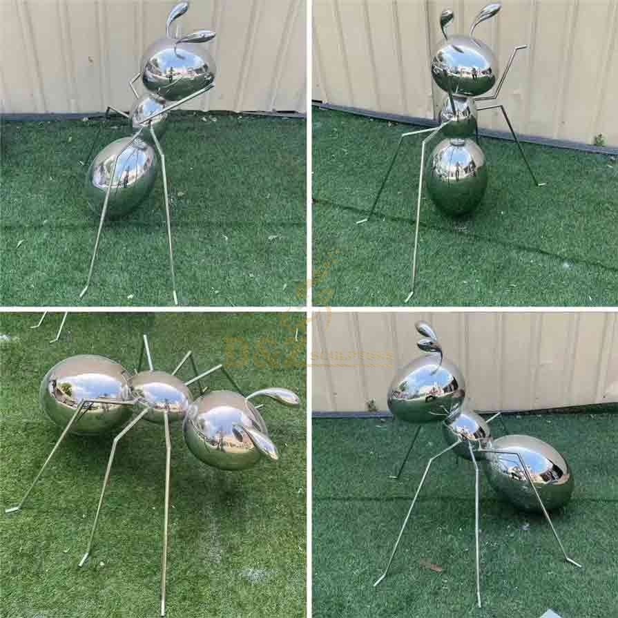 Giant stainless steel metal ant sculptures for sale, perfect for garden decor DZ-304