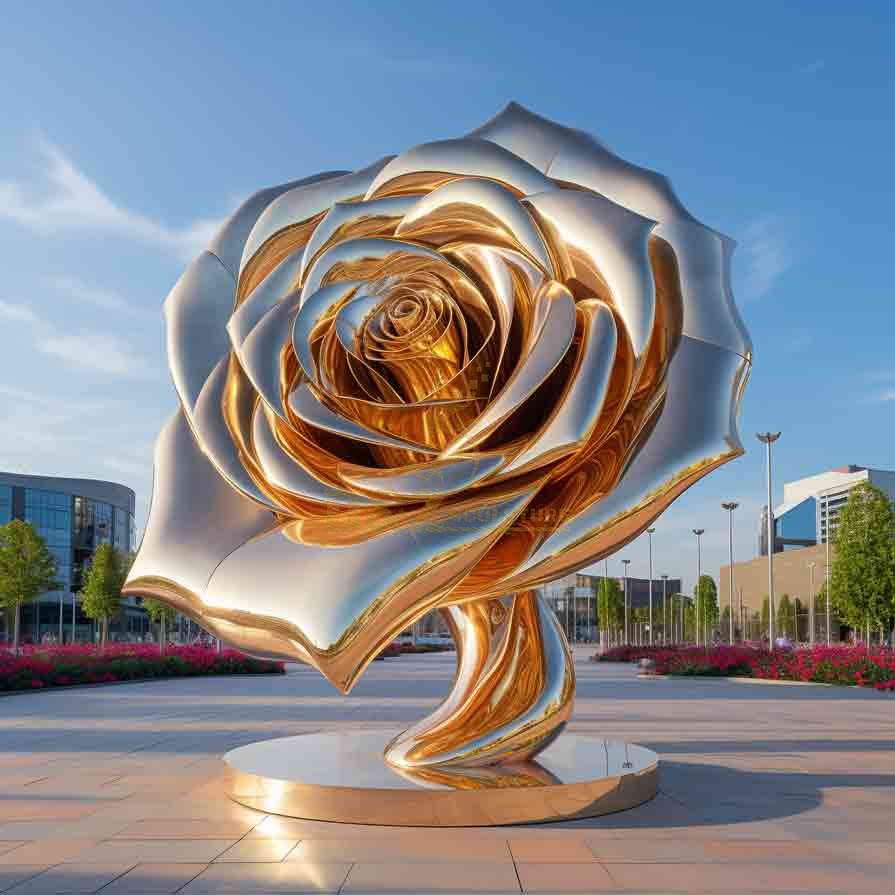 garden sculpture,Large metal rose sculptures customized for garden DZ-305