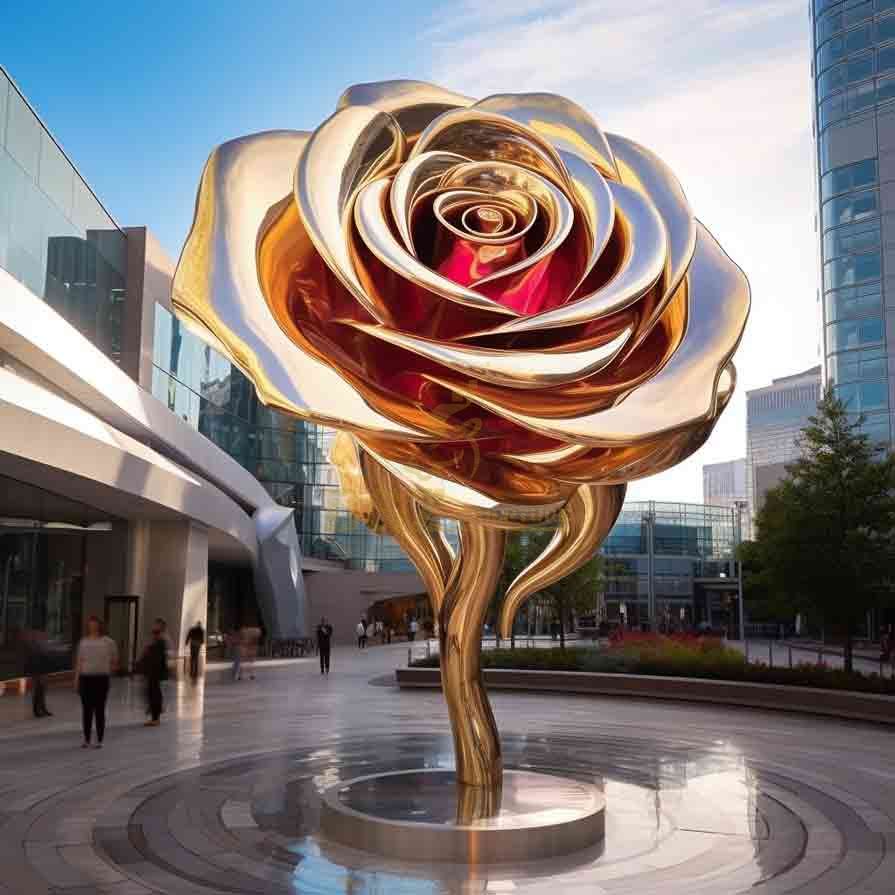 bio sculpture rose,Large metal rose sculptures customized for garden DZ-305