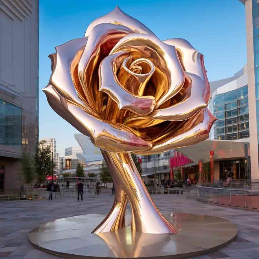 rose garden sculpture,Large metal rose sculptures customized for garden DZ-305