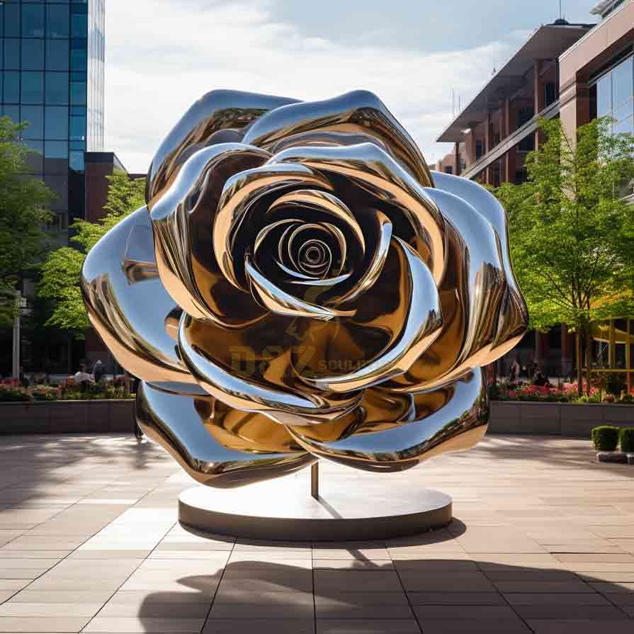 the rose sculpture,Large metal rose sculptures customized for garden DZ-305