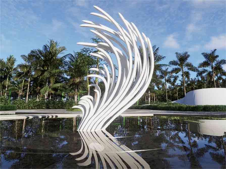 Large outdoor abstract metal feather sculpture for sale DZ-307