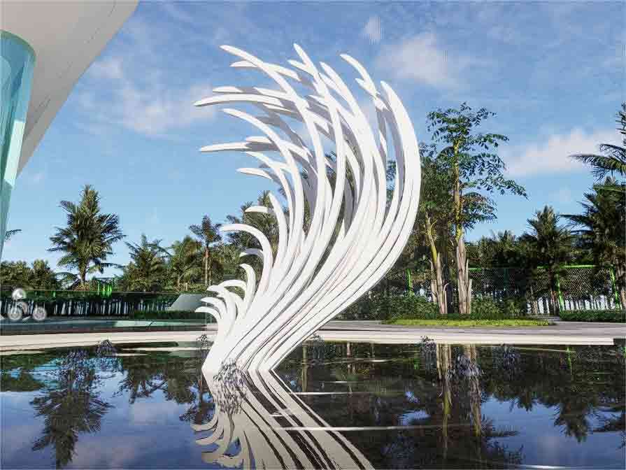 Large outdoor abstract metal feather sculpture for sale DZ-307