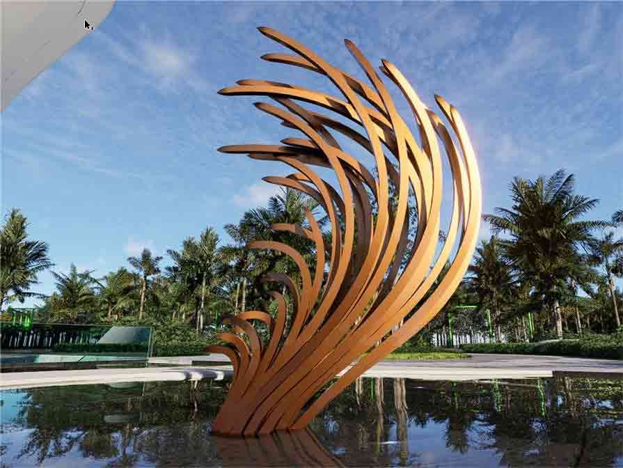 Large corten steel feather sculpture abstract metal sculpture DZ-281