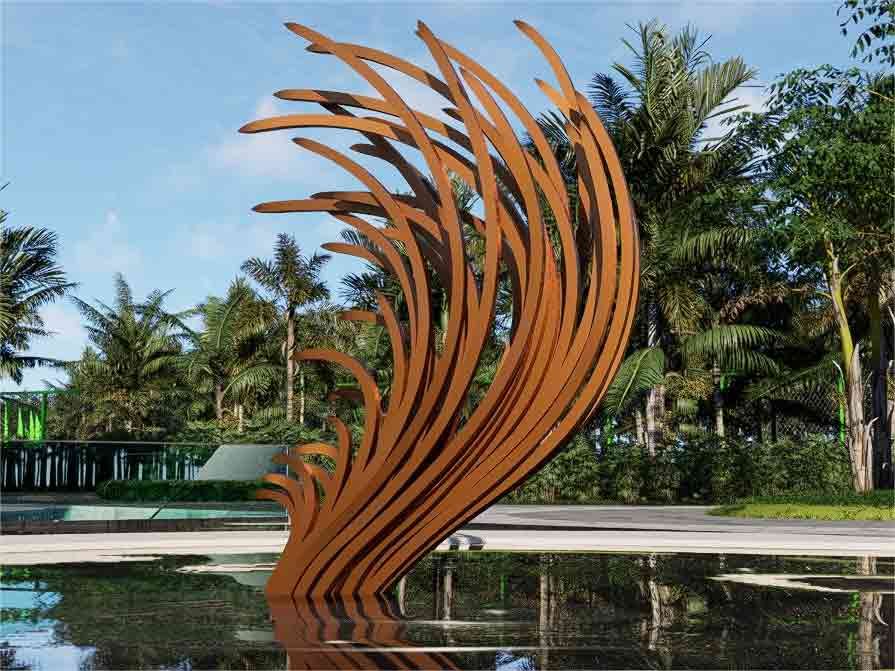 Large corten steel feather sculpture abstract metal sculpture DZ-281