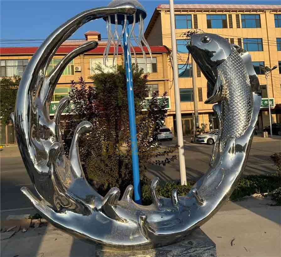 Large metal ring wave art sculpture for garden DZ-310