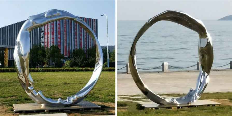 Metal ring wave sculpture used in Garden Plaza Hotel business area