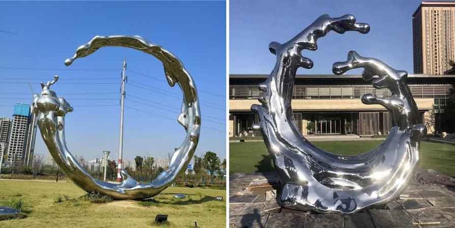 Metal ring wave sculpture used in Garden Plaza Hotel business area