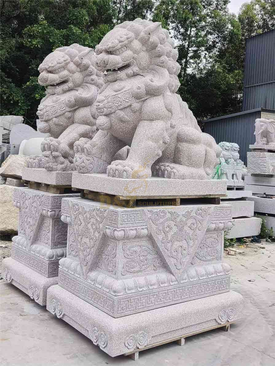 Chinese guardian stone lion foo dog statues for sale DZ-311