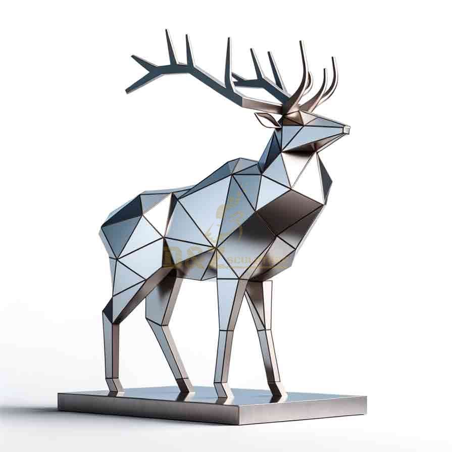 Large geometric abstract metal elk sculpture modern outdoor mirror sculpture DZ-312