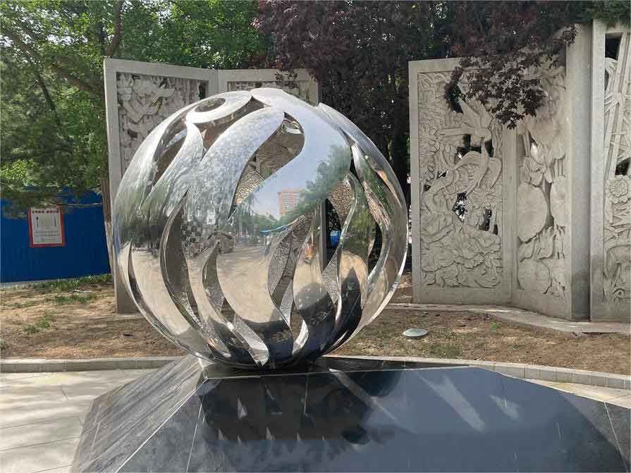 Garden sphere sculpture outdoor metal hollow art sculpture for sale DZ-317