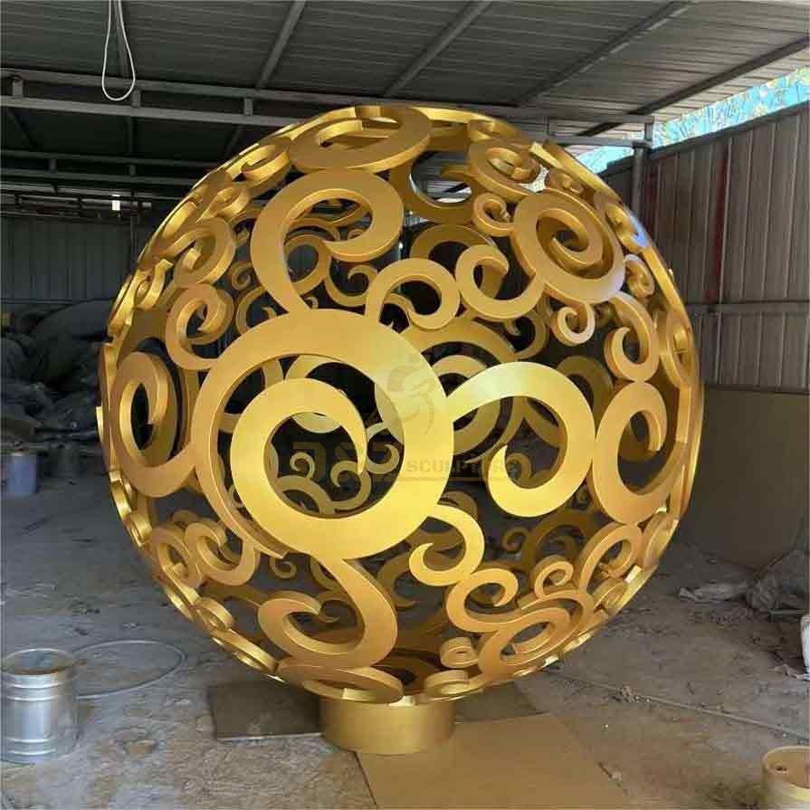 Garden sphere sculpture outdoor metal hollow art sculpture for sale DZ-317