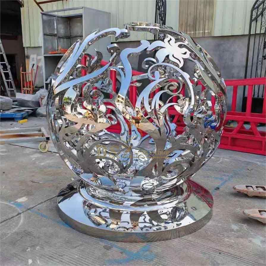 Garden sphere sculpture outdoor metal hollow art sculpture for sale DZ-317