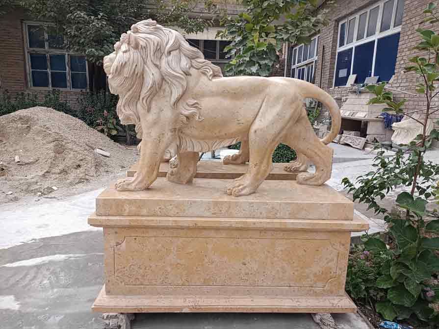 Outdoor standing stone lion statue for sale guarding the entrance DZ-318