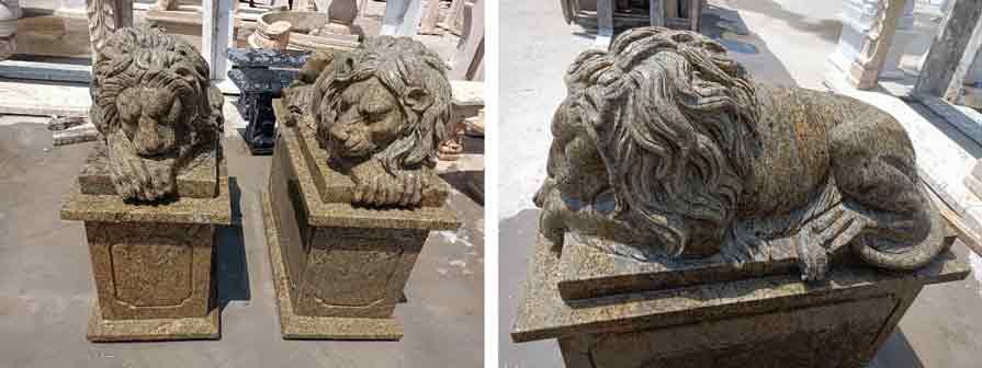 Outdoor stone lion statue for sale guarding the entrance DZ-318