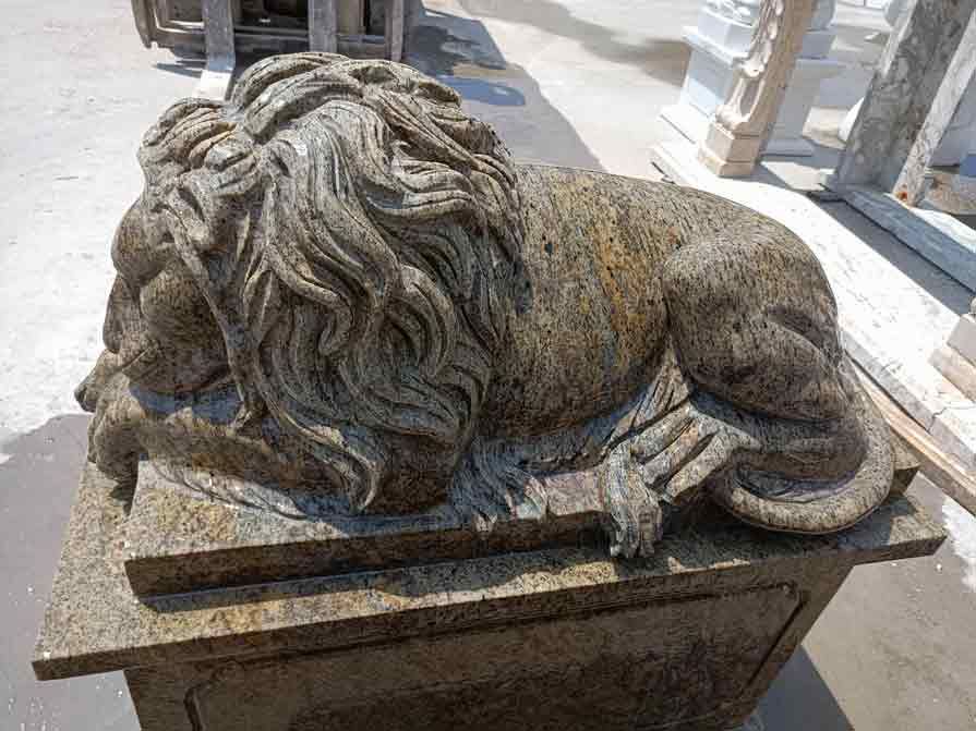 Outdoor marble couple lion statues for sale DZ-320