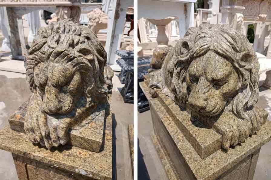 Outdoor marble couple lion statues for sale DZ-320