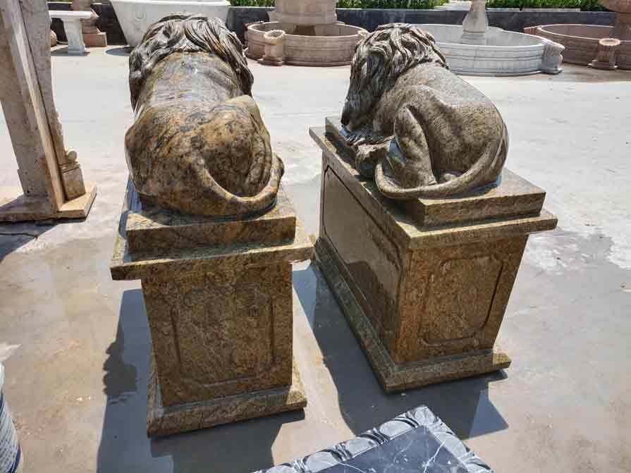 Outdoor marble couple lion statues for sale DZ-320