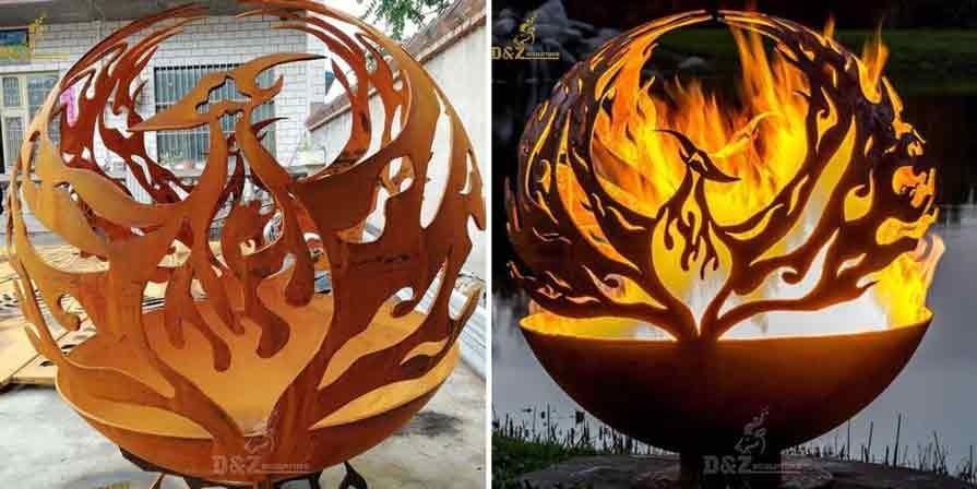 Large metal phoenix art sculpture for sale