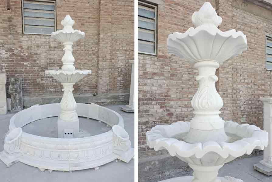 Outdoor white marble fountain sculpture for sale