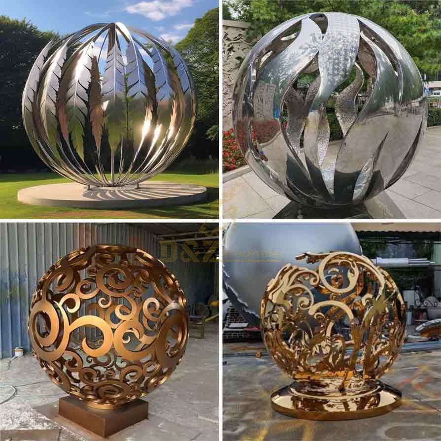 Large hollow garden sphere sculptures