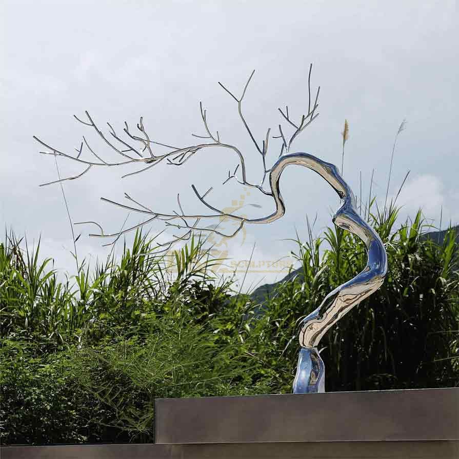 Outdoor mirror metal tree sculpture for sale DZ-324